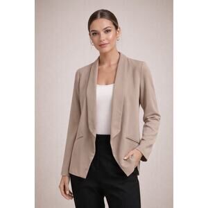 Lulus Blush Pink Open Front Draped Blazer Jacket Neutral Size M